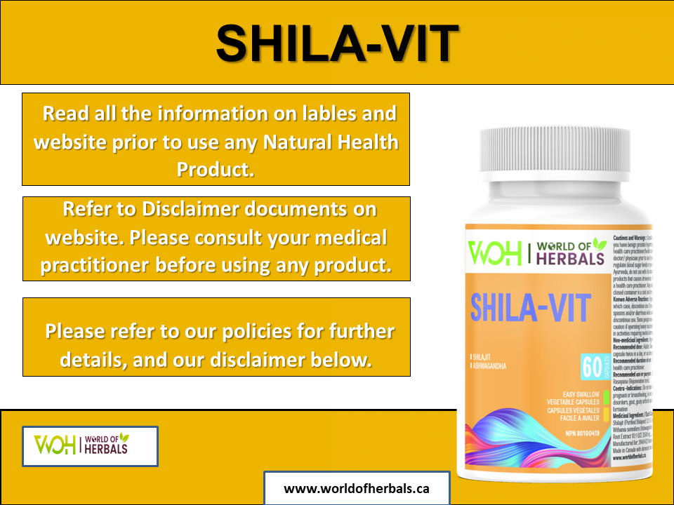 Shila-Vit Ayurvedic Medicine Product purified Shilajit Extract and Ashwagandha. Ayurvedic Medicines Canada.
