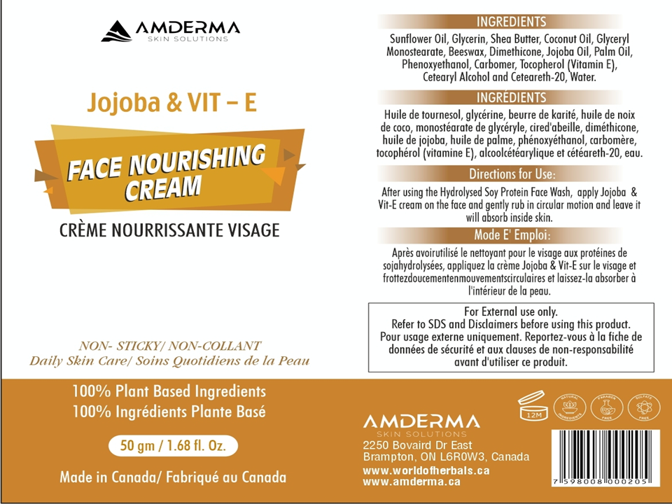 Jojoba & Vit E face Cream. Skin products for Melasma & Pigmentation. Skin Products in Canada.