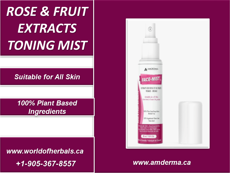 Rose Face Mist. Rose & Fruit Extract Face Mist. Skin care products Canada.